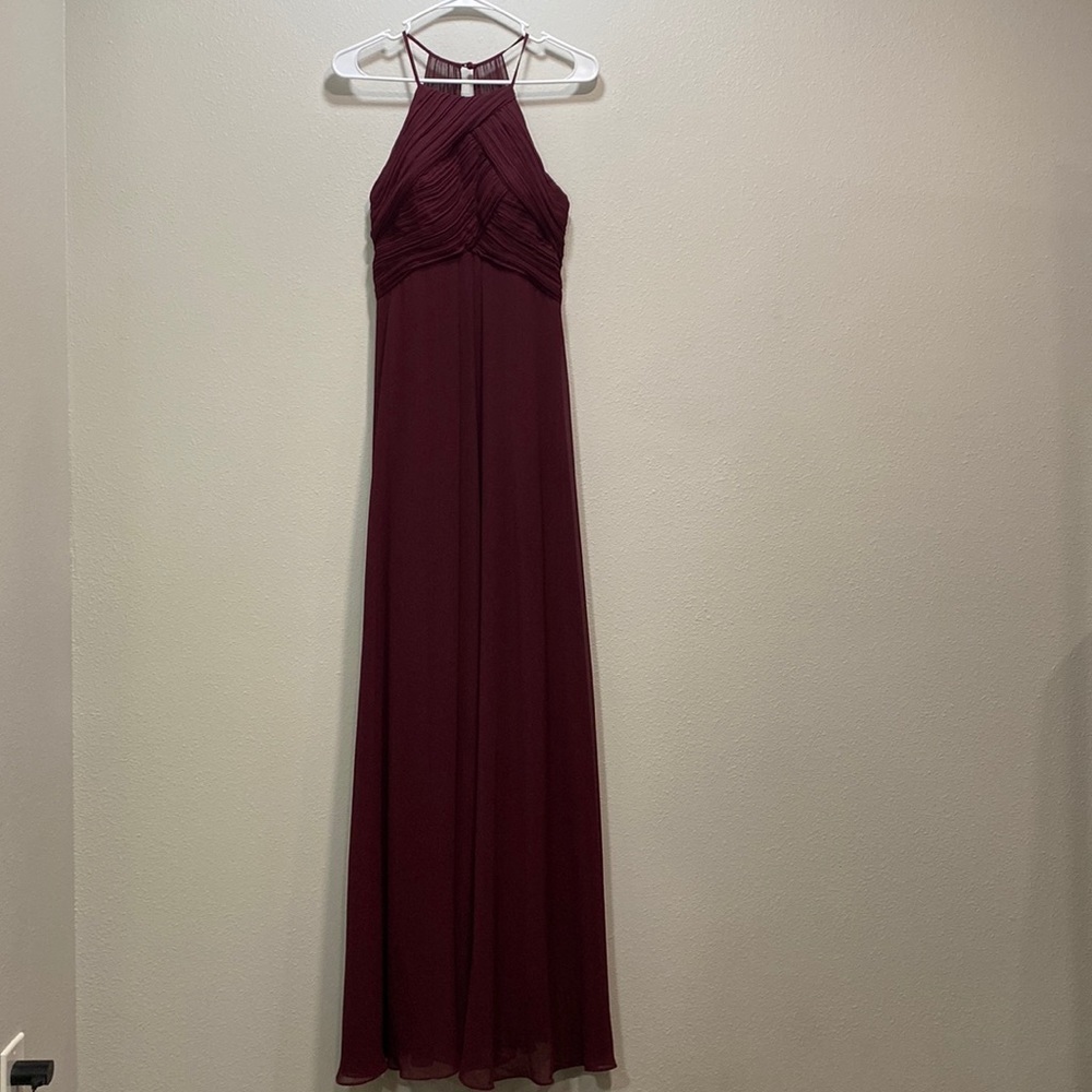 Levkoff maroon burgundy maxi dress halter